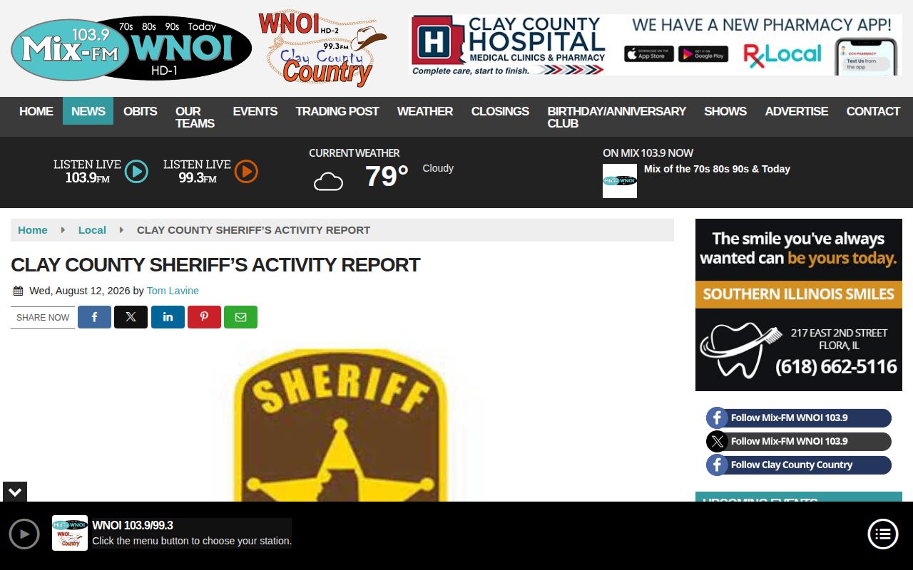 WNOI Clay County Sheriff's activity report with monthly arrest context