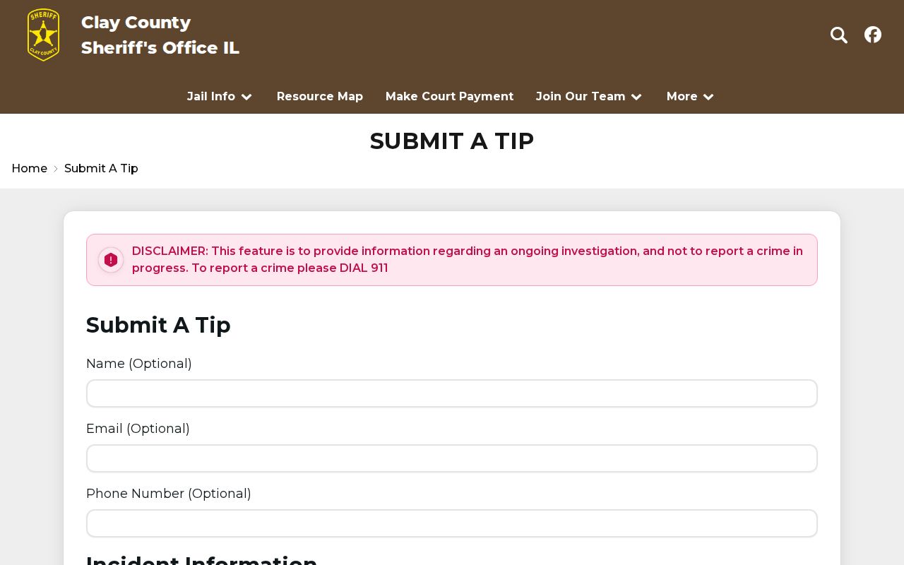 Clay County Sheriff official tip submission form