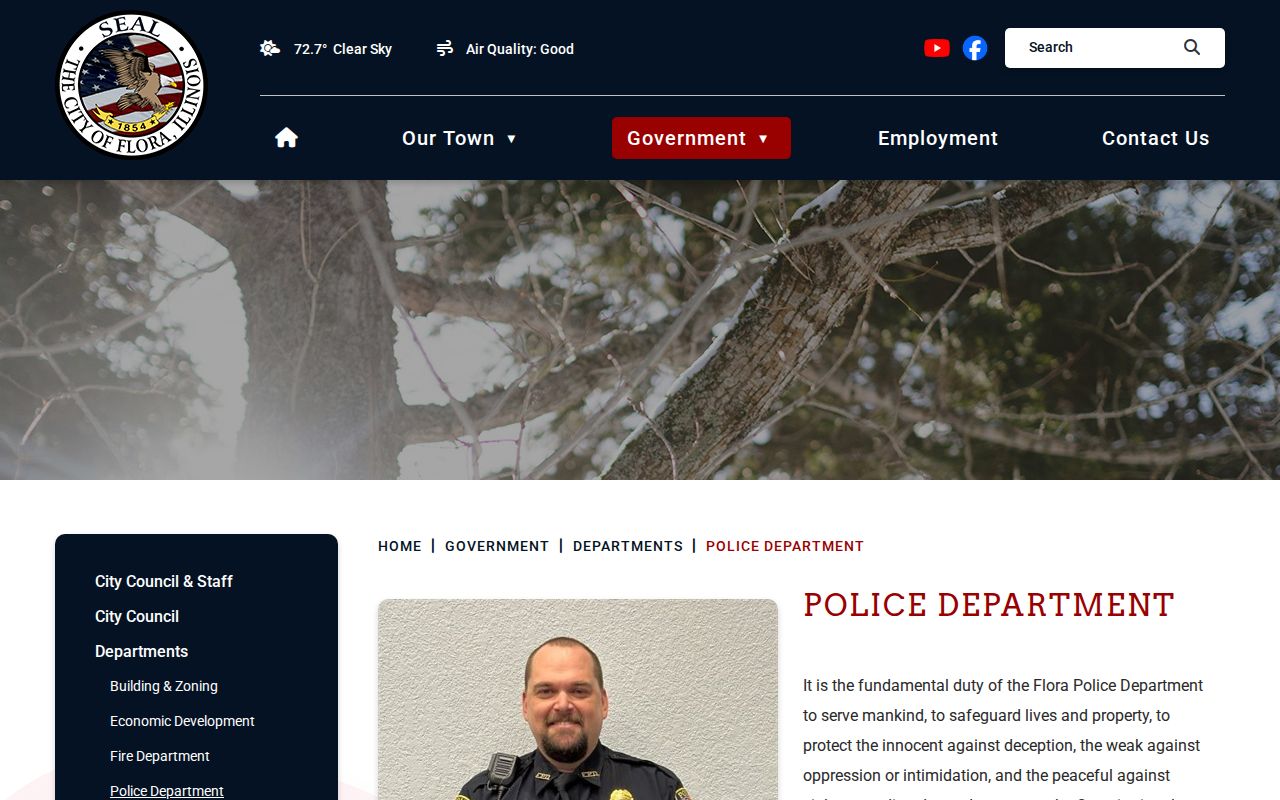 Flora Police Department official contact and police records page