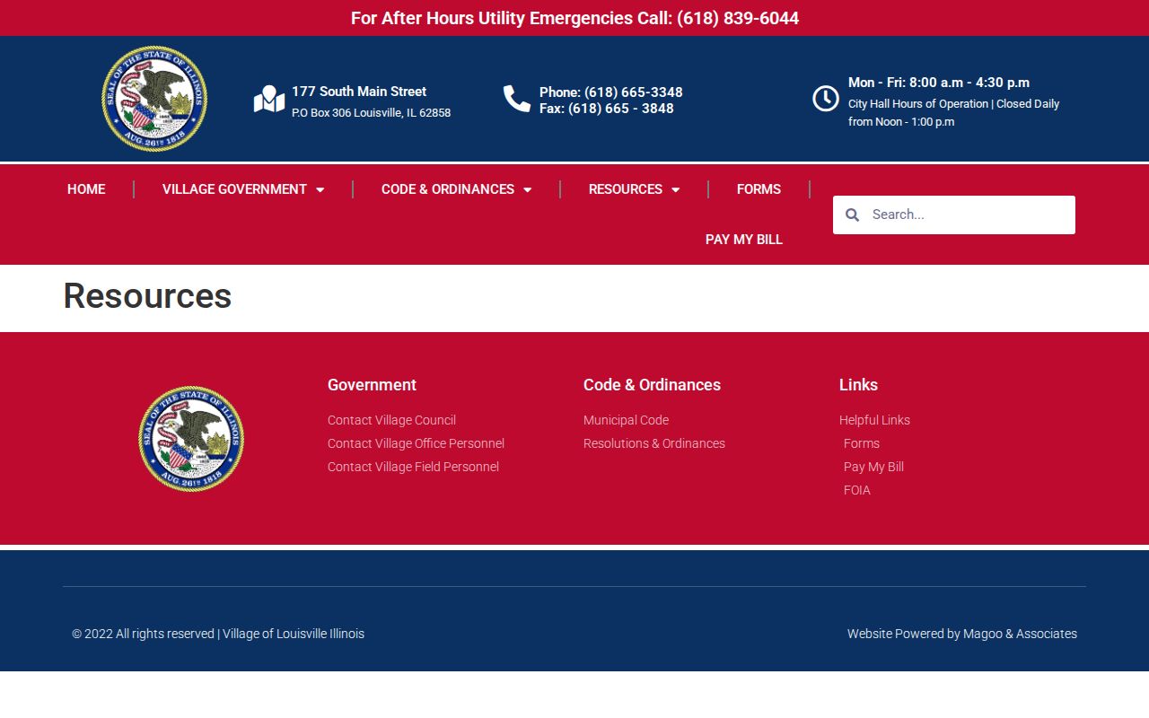 Village of Louisville official municipal resources page